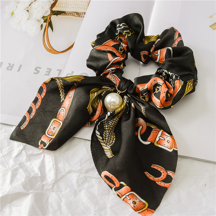 Pearl Pendant Large Intestine Ring Hair Band Women's Hair Knot Knotted Big Bow Hair Rope Pearl Pendant Large Intestine Ring Hair Band Women's Hair Knot Knotted Big Bow Hair Rope